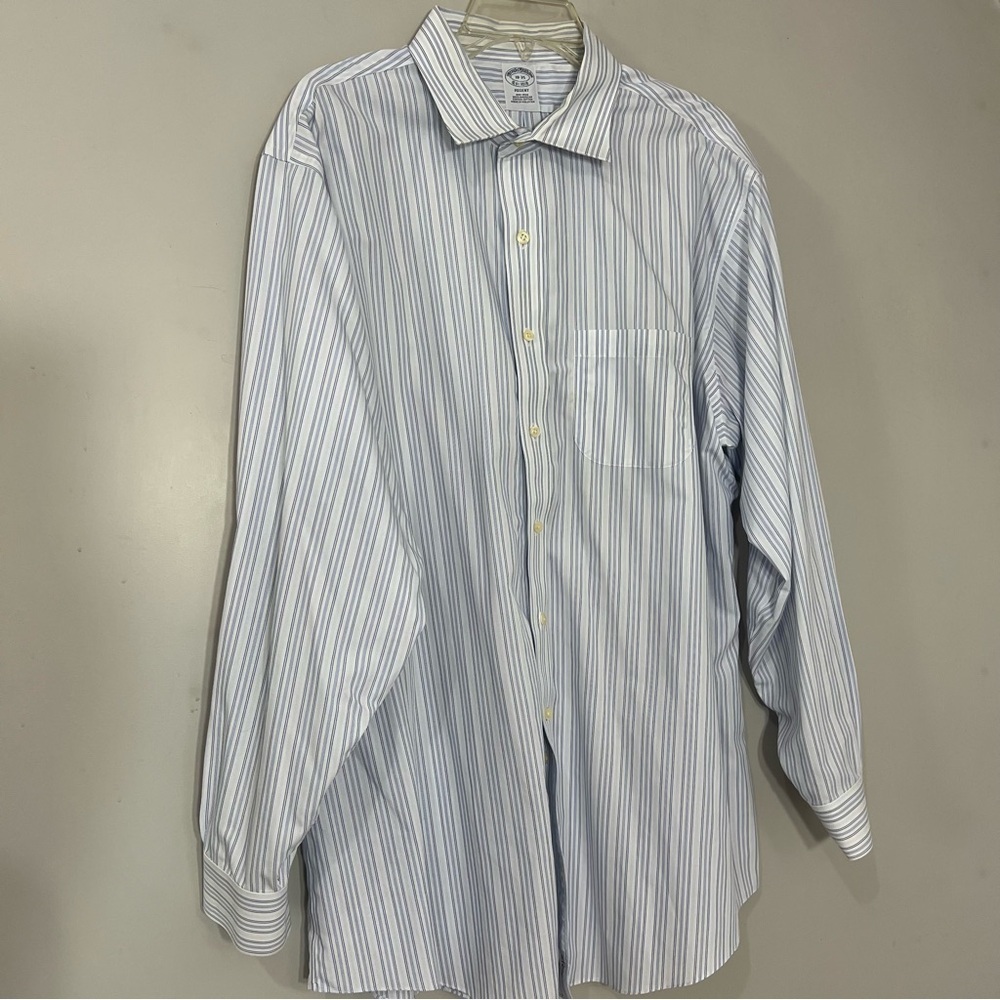 BROOKS BROTHERS REGENT COTTON ORIGINAL POLO Blue Business Striped Button Down